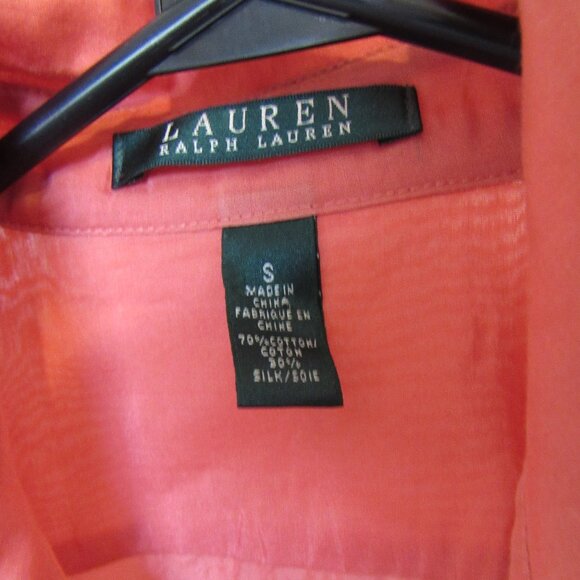 Lauren Ralph Lauren Women's Orange(Carrot) Long Sleeve Blouse Size S Silk Blend - Picture 2 of 8